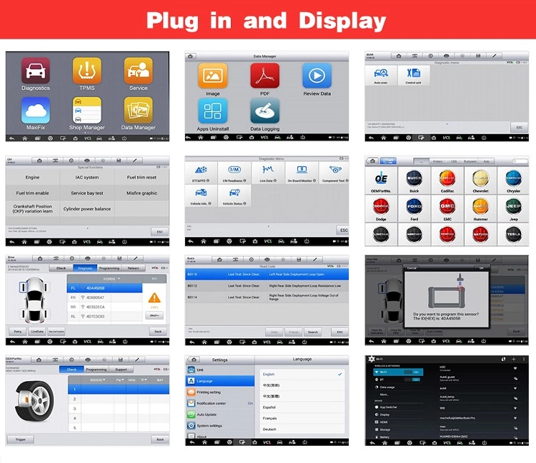 Exibição e plug-in Autel Maxipro MP808